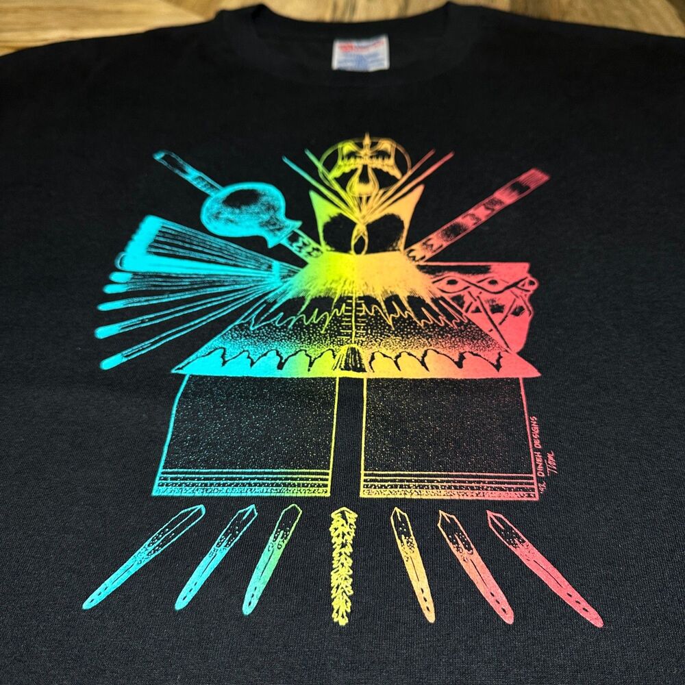 VTG Hanes 50/50 Single Stitch XL Navajo Dineh Thom Wheeler 1992 Graphic Art Tee - Picture 2 of 14